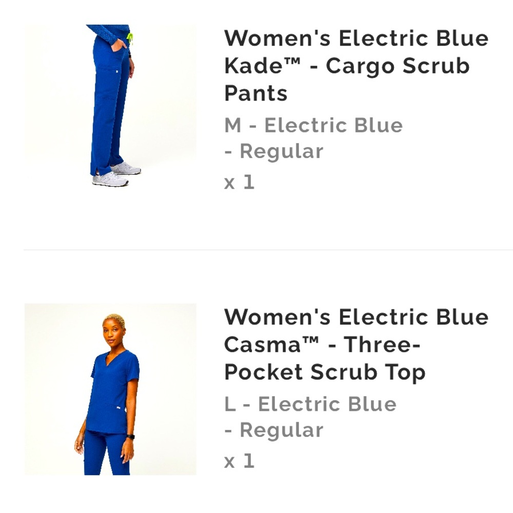 FIGS scrub set, top and pants, electric blue